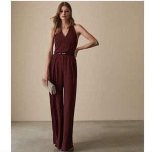 Reiss Deep Burgundy Sleeveless Jumpsuit